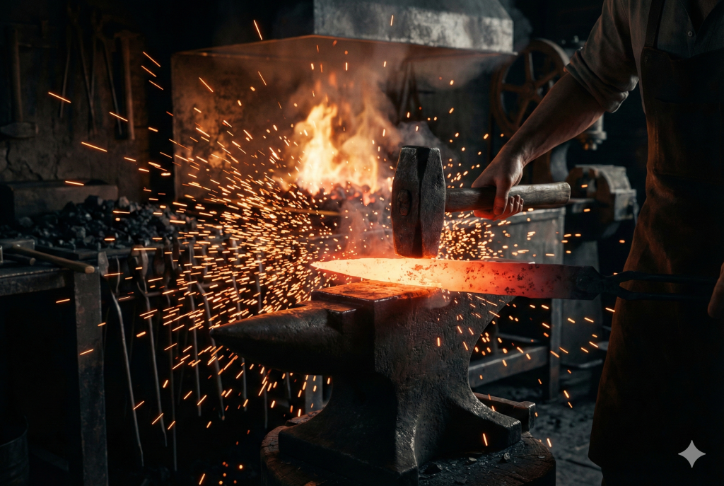 فرایند آهنگری چاقوی دمشقی