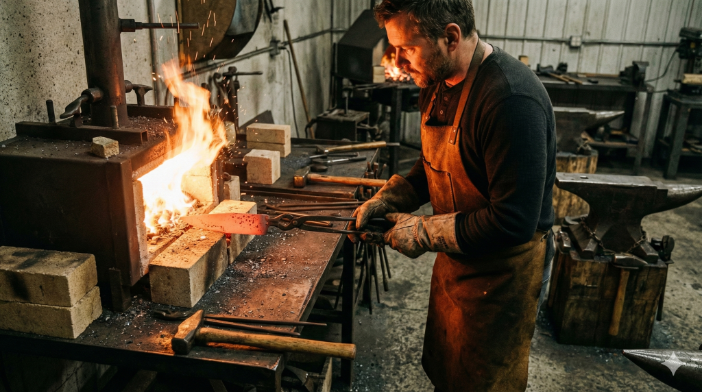 فرایند آهنگری چاقو دست ساز